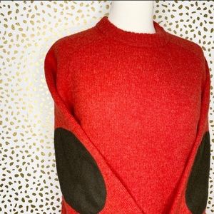 Woolrich orange elbow patch sweater